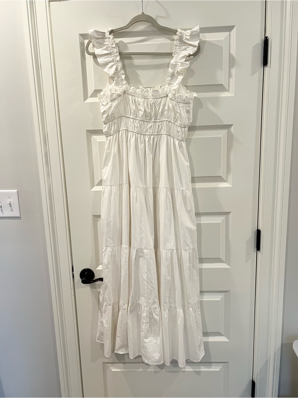 Altar’d State White Cotton Tiered Maxi Dress Pockets Cottagecore M - Picture 5 of 13